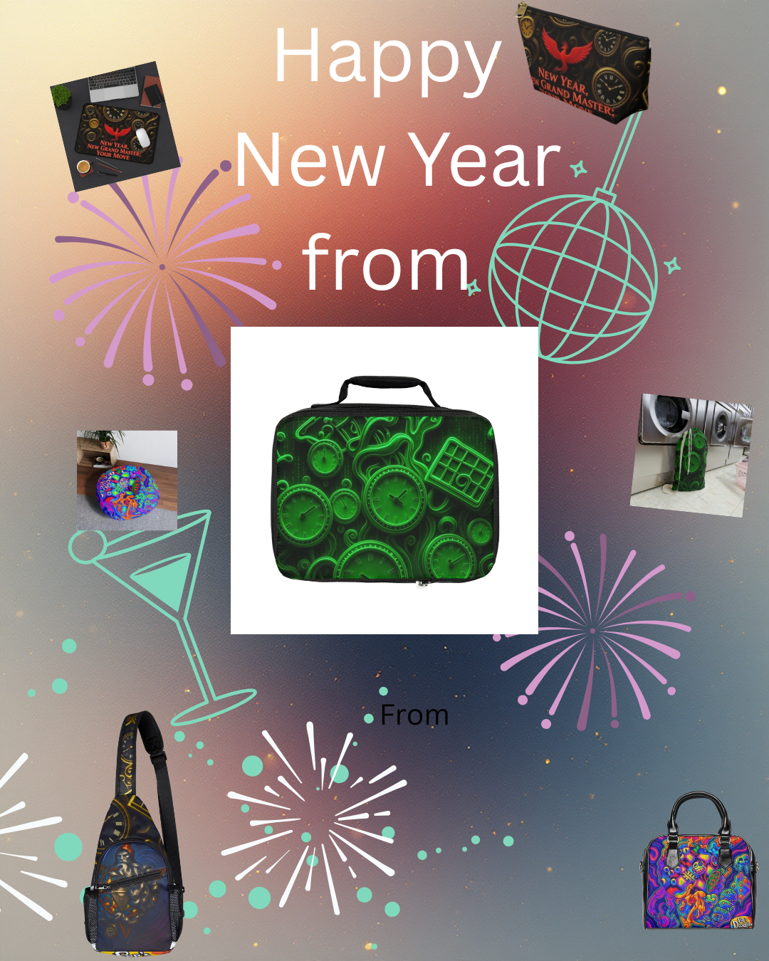 Time of the Matrix Lunch Bag — Futuristic Cyber Grid Insulated Tote