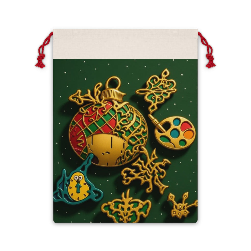 Christmas Gift Bag with Unique Ornament and Snowflakes