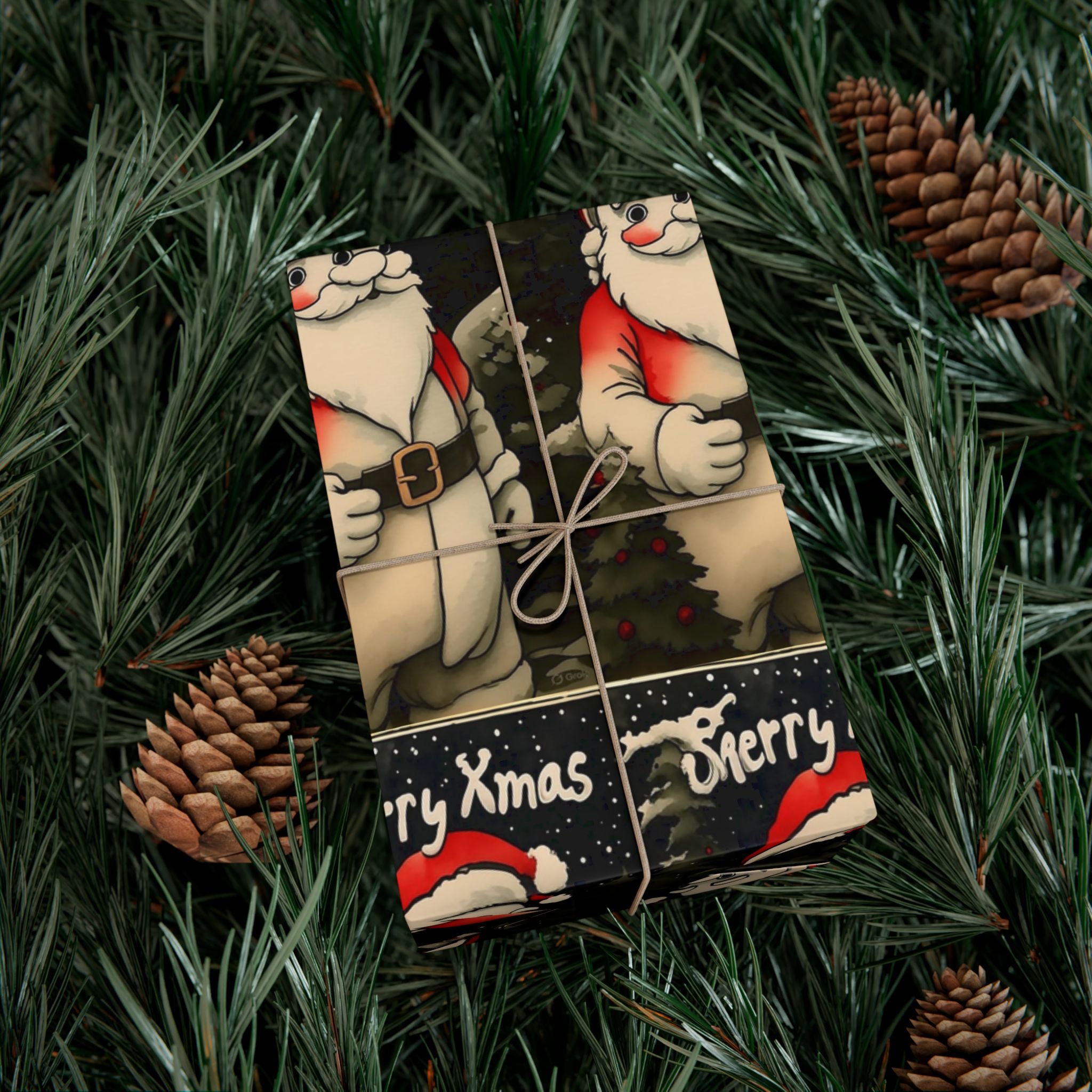 Gift Wrap Papers - Three Eyed Santa Alien Christmas Party Design
