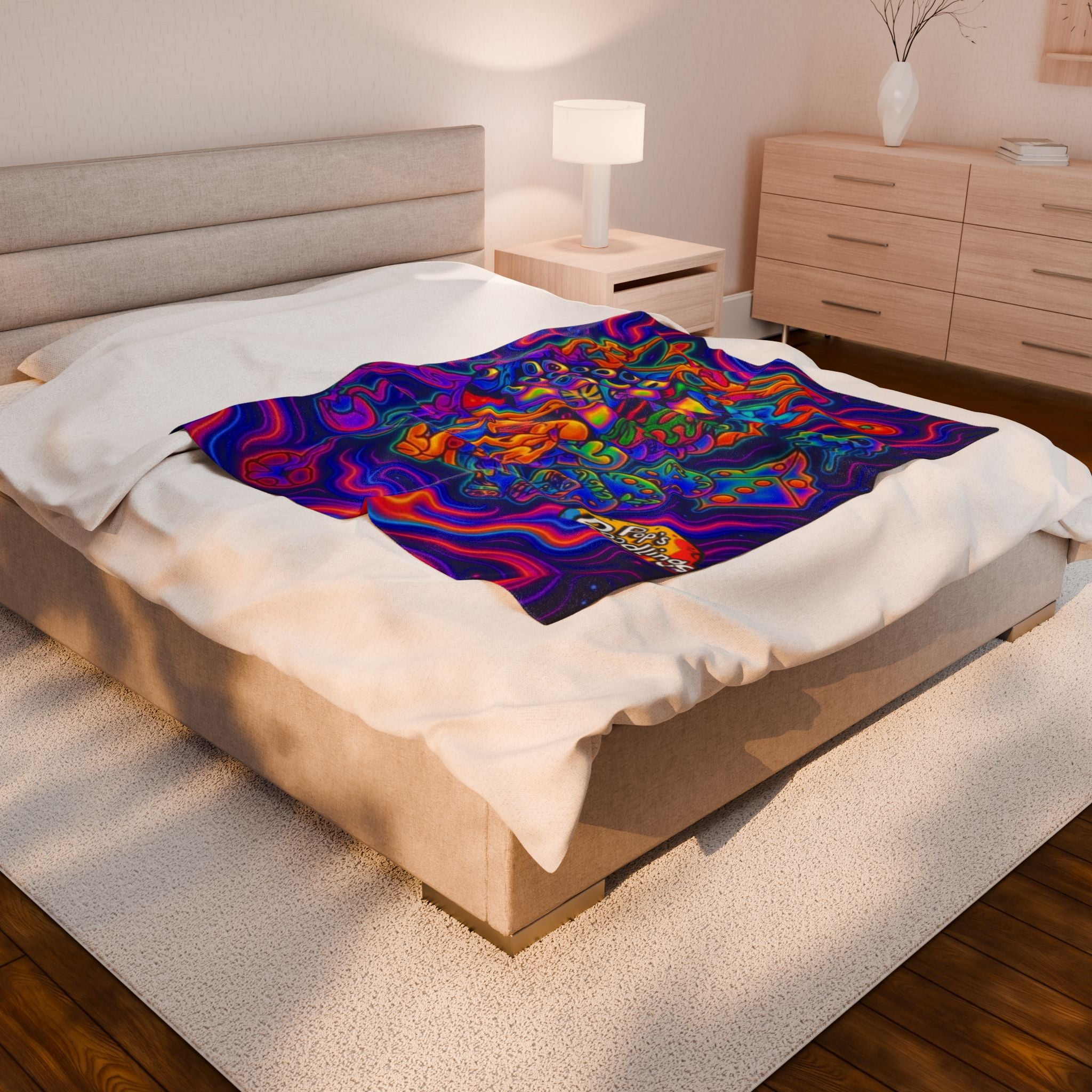 Tripped Out Velveteen Plush Blanket — Psychedelic Sleep Throw