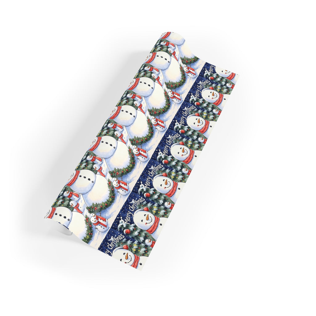Gift Wrapping Paper Roll - Family of Snow People Design