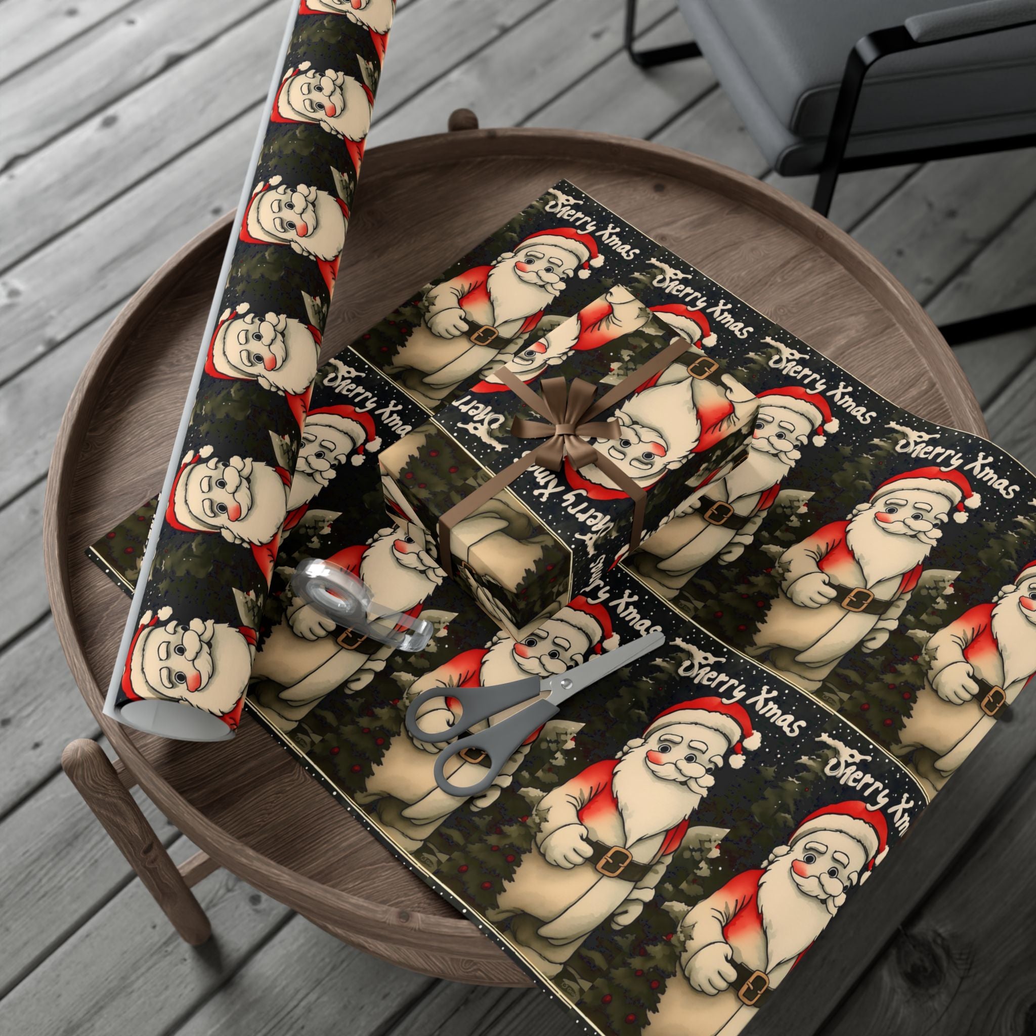 Gift Wrap Papers - Three Eyed Santa Alien Christmas Party Design