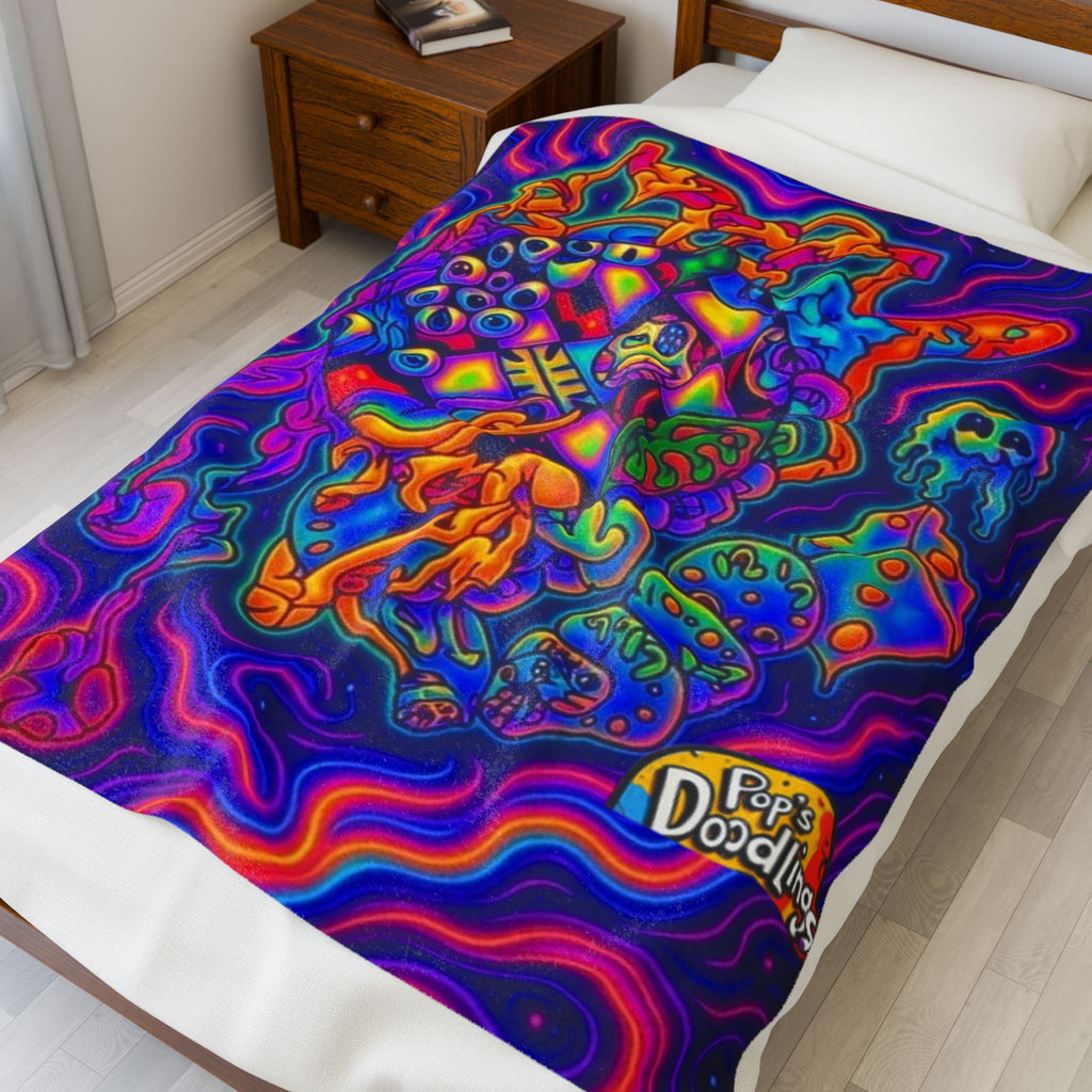 Tripped Out Velveteen Plush Blanket — Psychedelic Sleep Throw