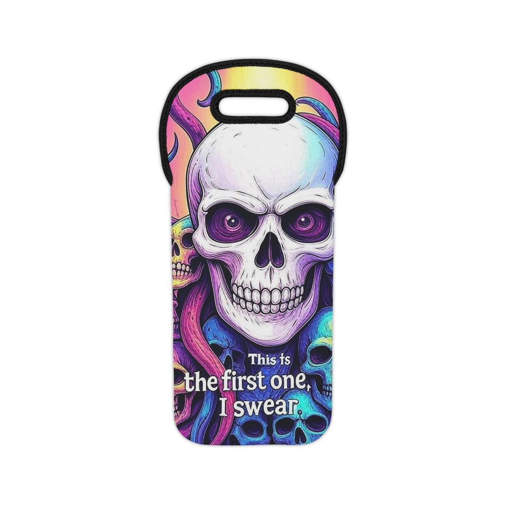 Skull Wine Tote Bag with Neon Abyss Design