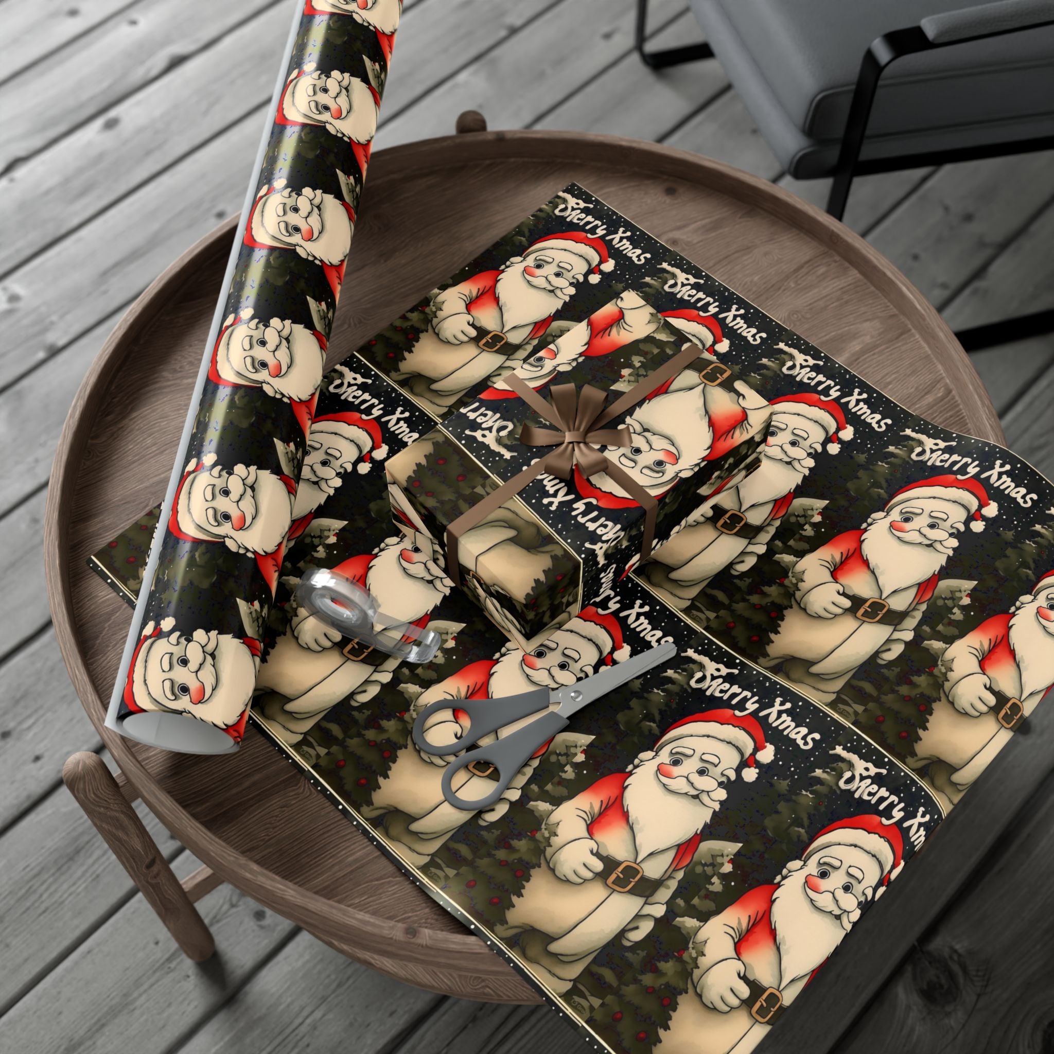Gift Wrap Papers - Three Eyed Santa Alien Christmas Party Design
