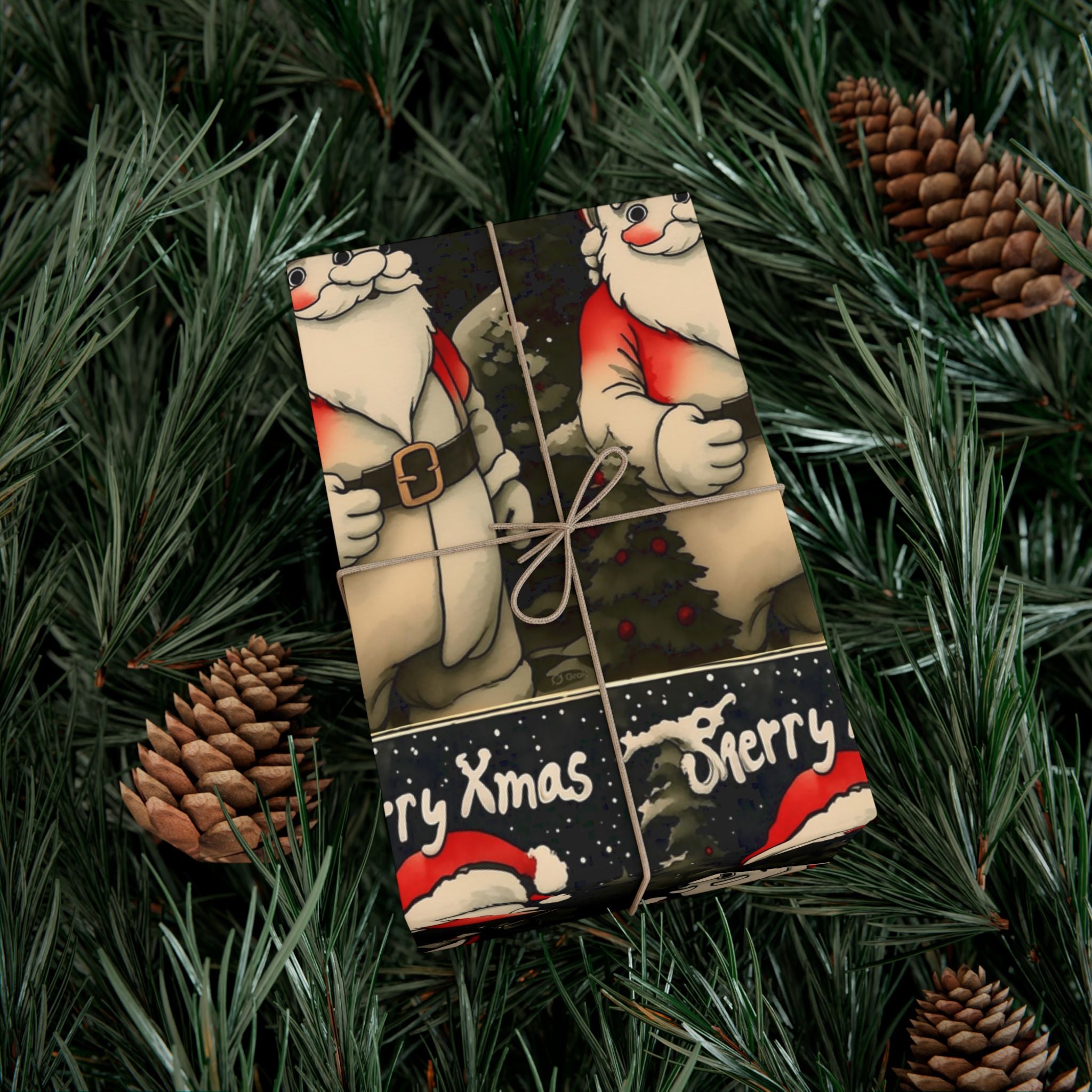 Gift Wrap Papers - Three Eyed Santa Alien Christmas Party Design