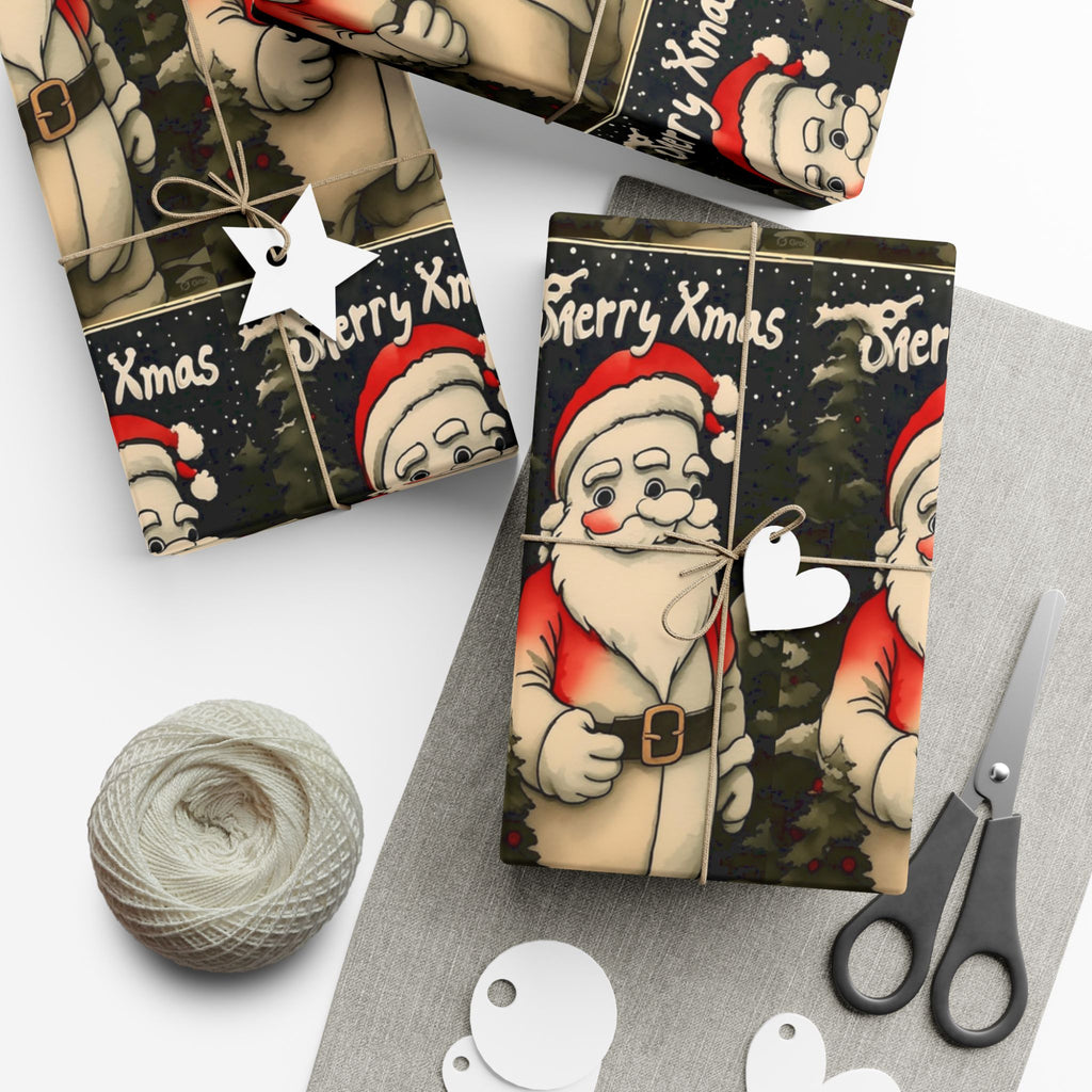 Gift Wrap Papers - Three Eyed Santa Alien Christmas Party Design