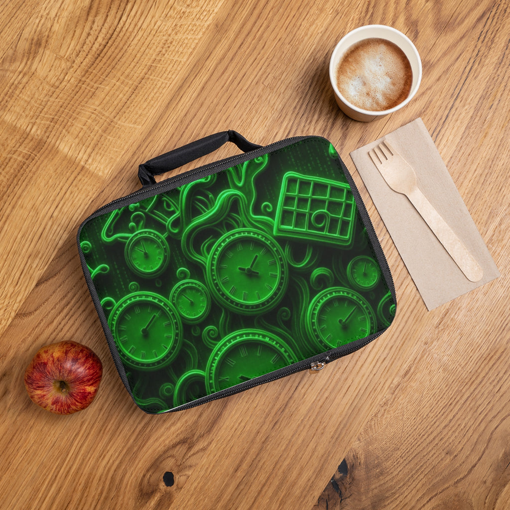 Time of the Matrix Lunch Bag — Futuristic Cyber Grid Insulated Tote
