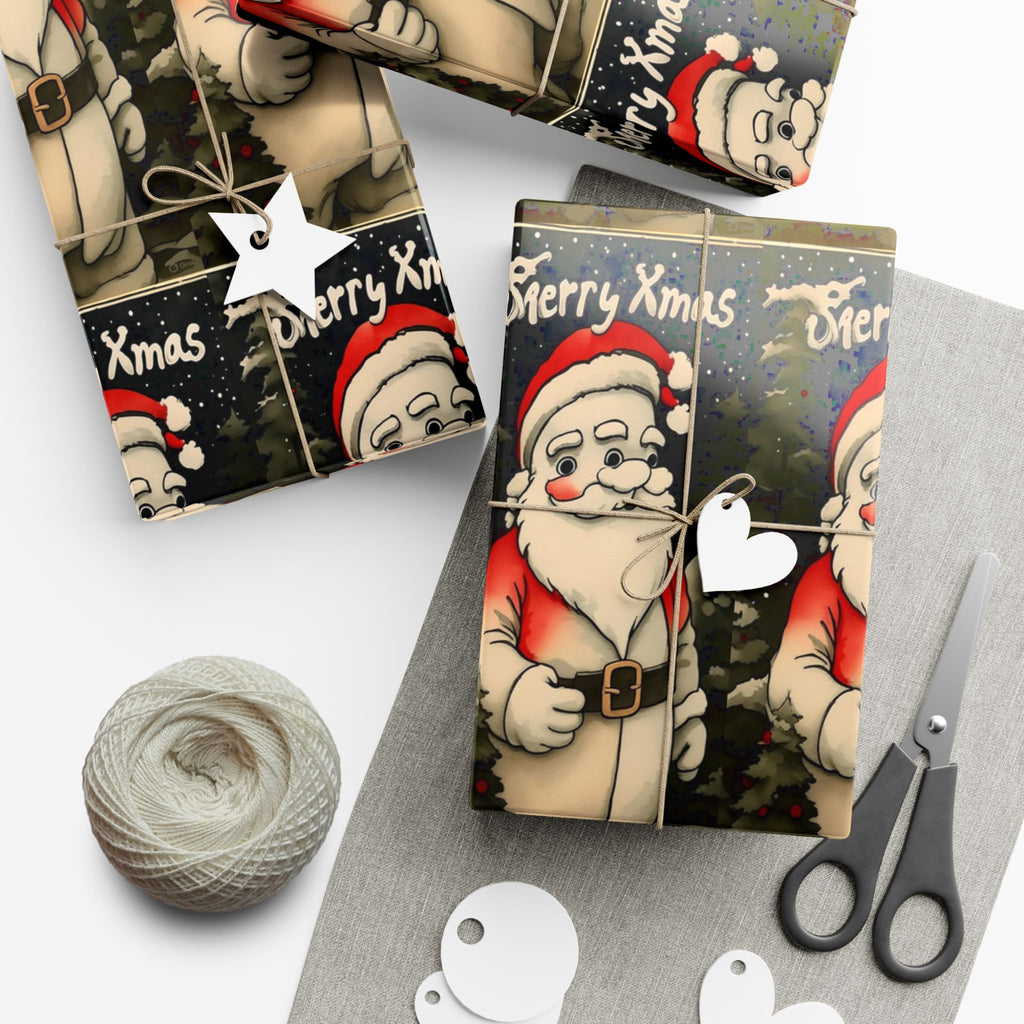 Gift Wrap Papers - Three Eyed Santa Alien Christmas Party Design